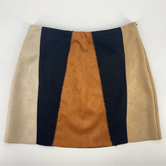 ZARA Color-block Faux Leather Mini Skirt - Picture 2 of 5